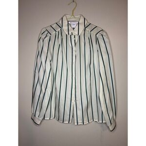 Vintage Lady Arrow Blouse Striped Button Front USA Size 10